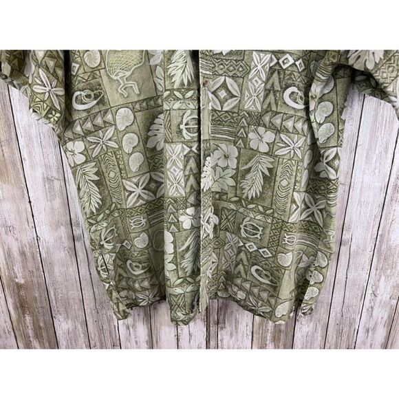 Vintage Makapuu Green Floral Tropical Abstract Hawaiian Shirt XL Reverse Print - Picture 3 of 9